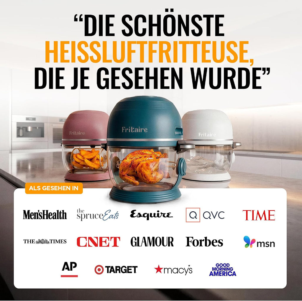 Non Toxic Air Fryer™ Pro | 9-in-1 Glass Air Fryer | Self-Cleaning | 5 Quart | Rotisserie and Tumbler | 400F Vortex For Even Cooking, BPA-Free Teflon Free, Recrisp, Roast, Bake, Lavender