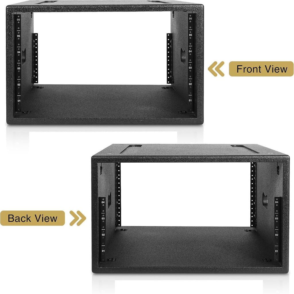 Sound Town 6U PA/DJ Rack/Road Case with 6-Space, Industry-Grade 0.7' (18mm) Plywood with Polyurea Coating, 20.7' Rackable Depth - Pro Tour Grade (STRCP-6U)