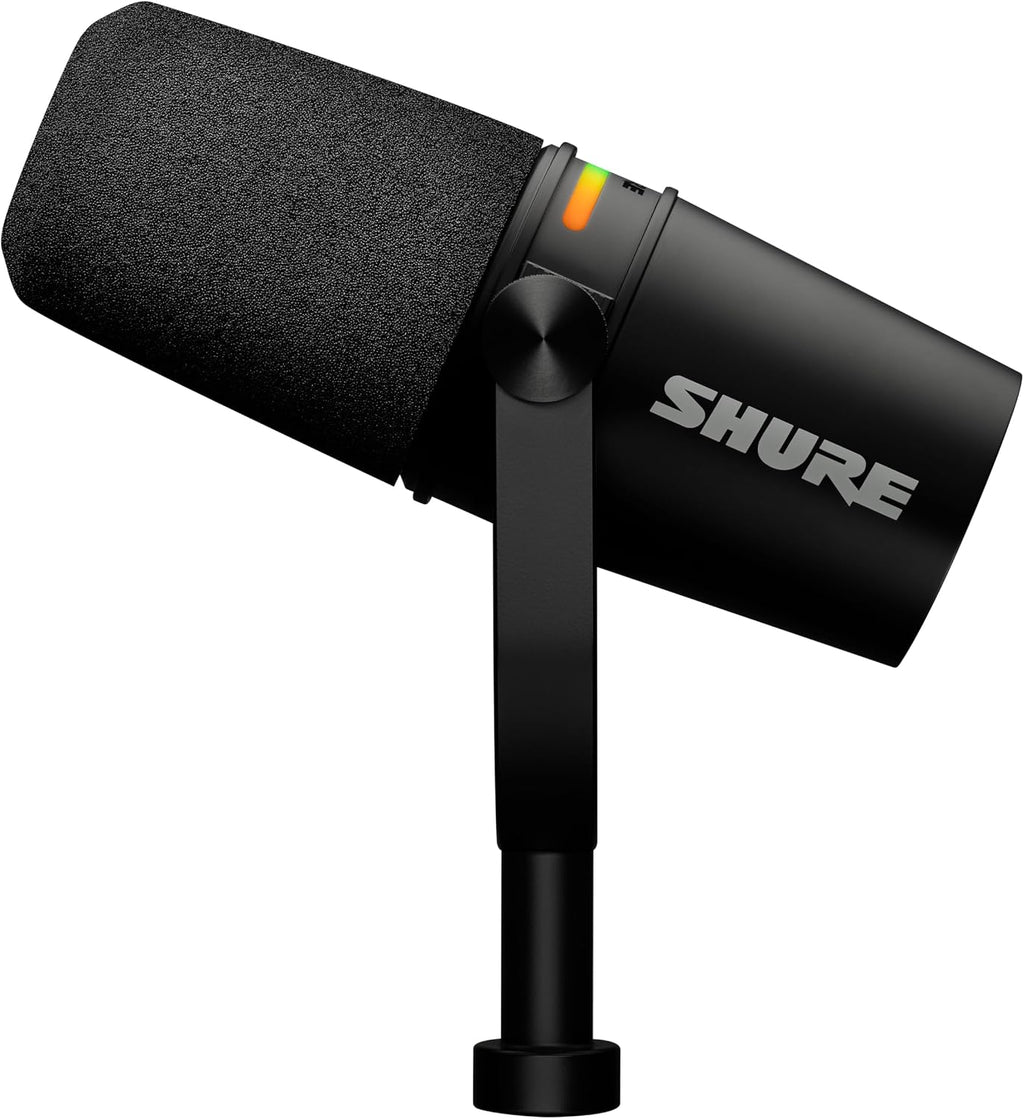 Shure MV7+ Dynamic Microphone – USB-C & XLR Podcast Mic for Streaming, Recording & Broadcasting, OBS Certified, Auto Level Mode, Digital Pop Filter, LED Panel, Black