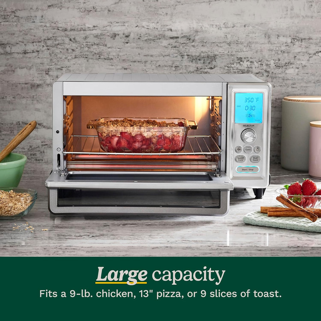 Cuisinart Chef's Convection Toaster Oven, 1800-Watt Electric Oven with 15 Cooking Functions, Fits 13' Pizza, 9'x13' Baking Pan, and Full-Size Chicken, Nonstick Interior, TOB-260N1NAS, Stainless Steel