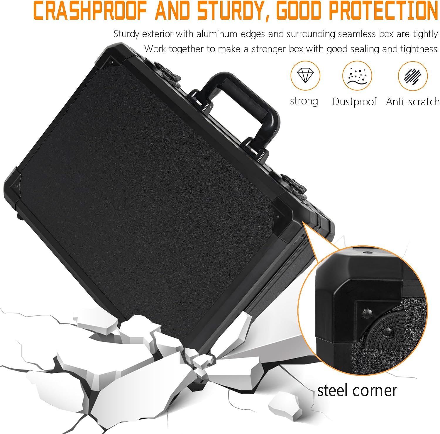 23 Inch Aluminum Carrying Case 23 X 16.5 X 8.6 Inch Ideal for Microphone & Camera Gear Transportation, DJ Mixer Case with Customizable Pre-Diced Foam, Black