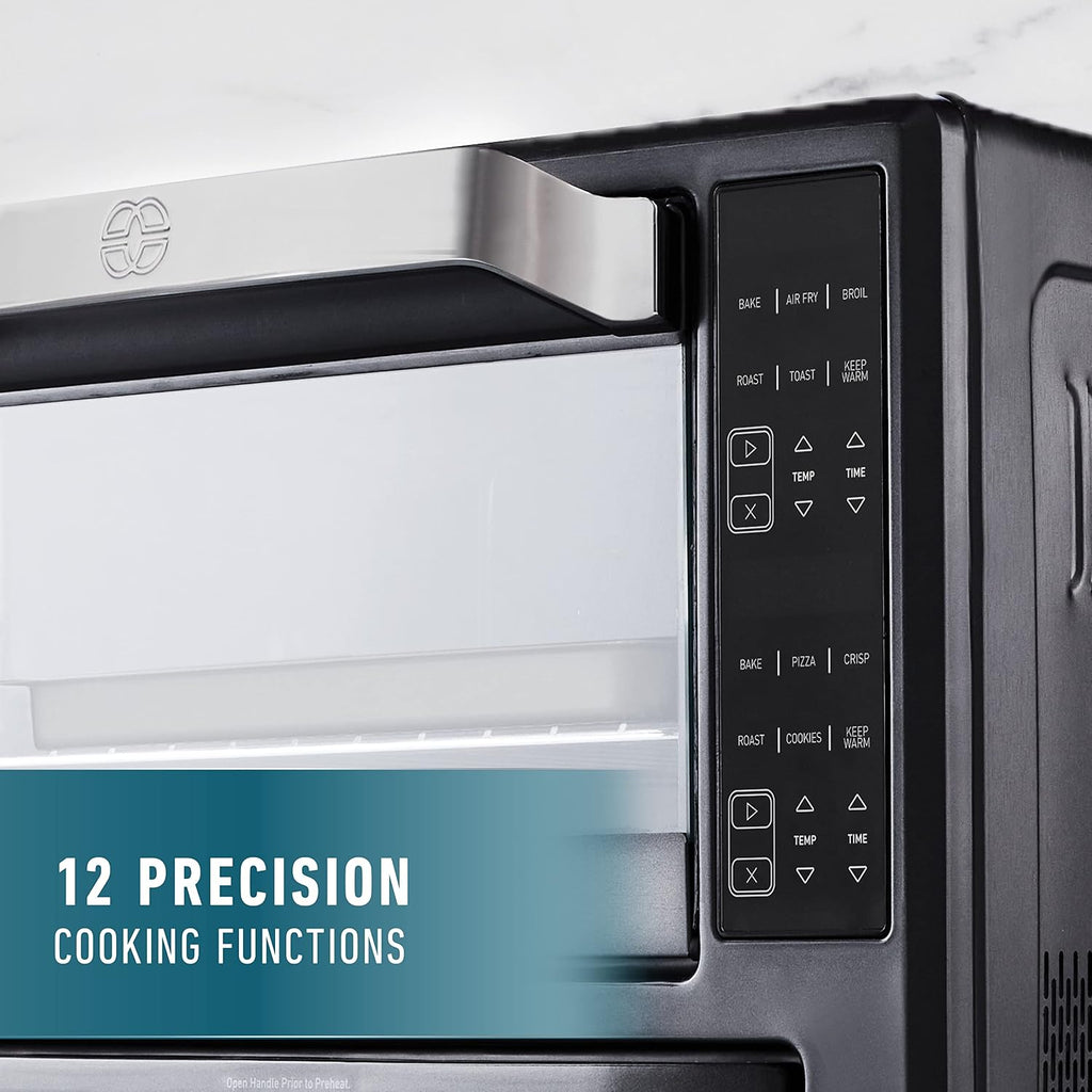 Calphalon Performance 12-in-1 Air Fry Toaster Oven with Dual Zone 12' Pizza Drawer Oven combo,Digital Precision Controls, Dark Stainless