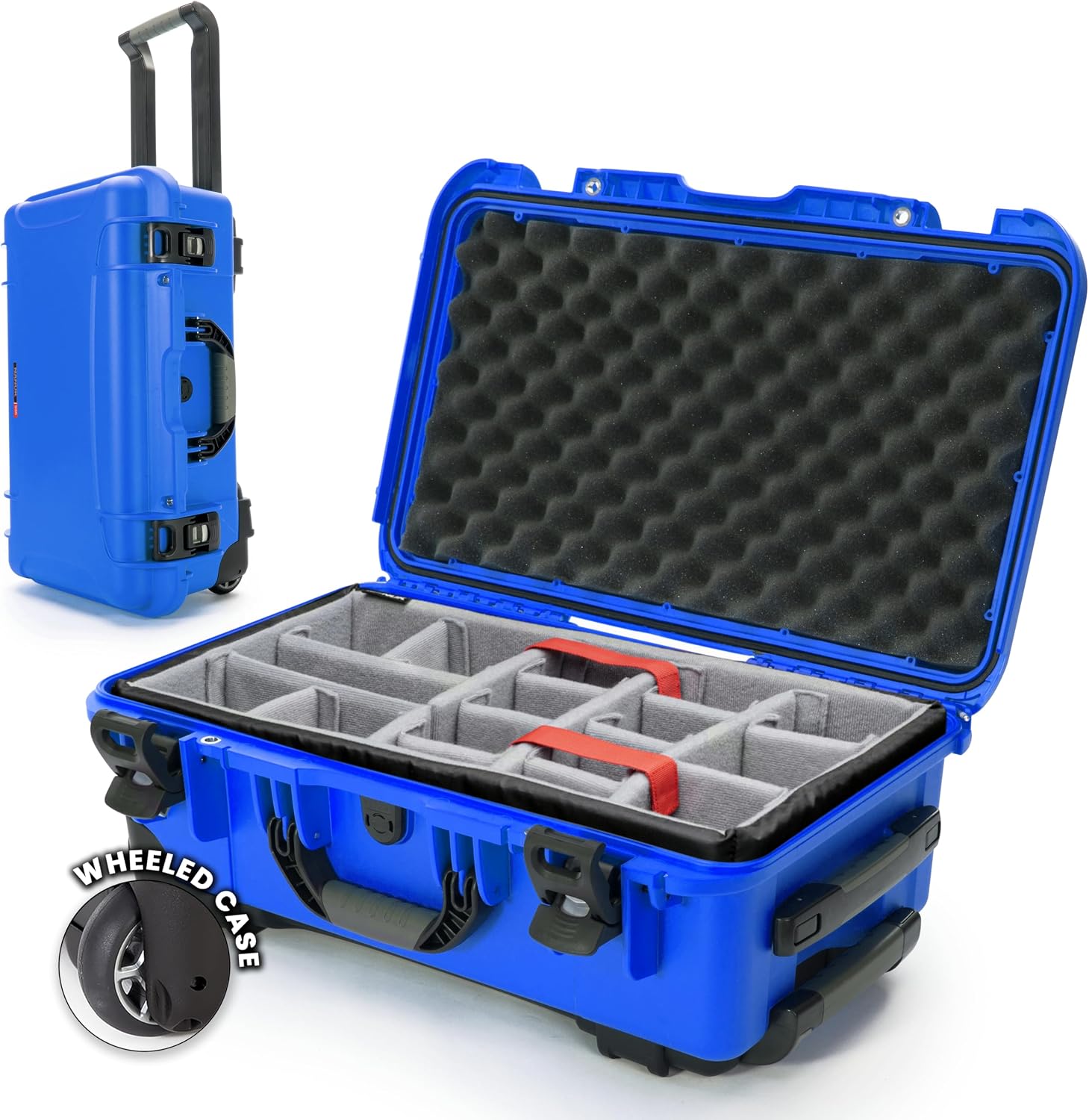 NANUK 935 Hard Case with Padded Divider – Waterproof Equipment Case with Wheels, 22' x 14' x 9' – Dustproof and Impact Resistant, Airline Carry-On Approved – Blue