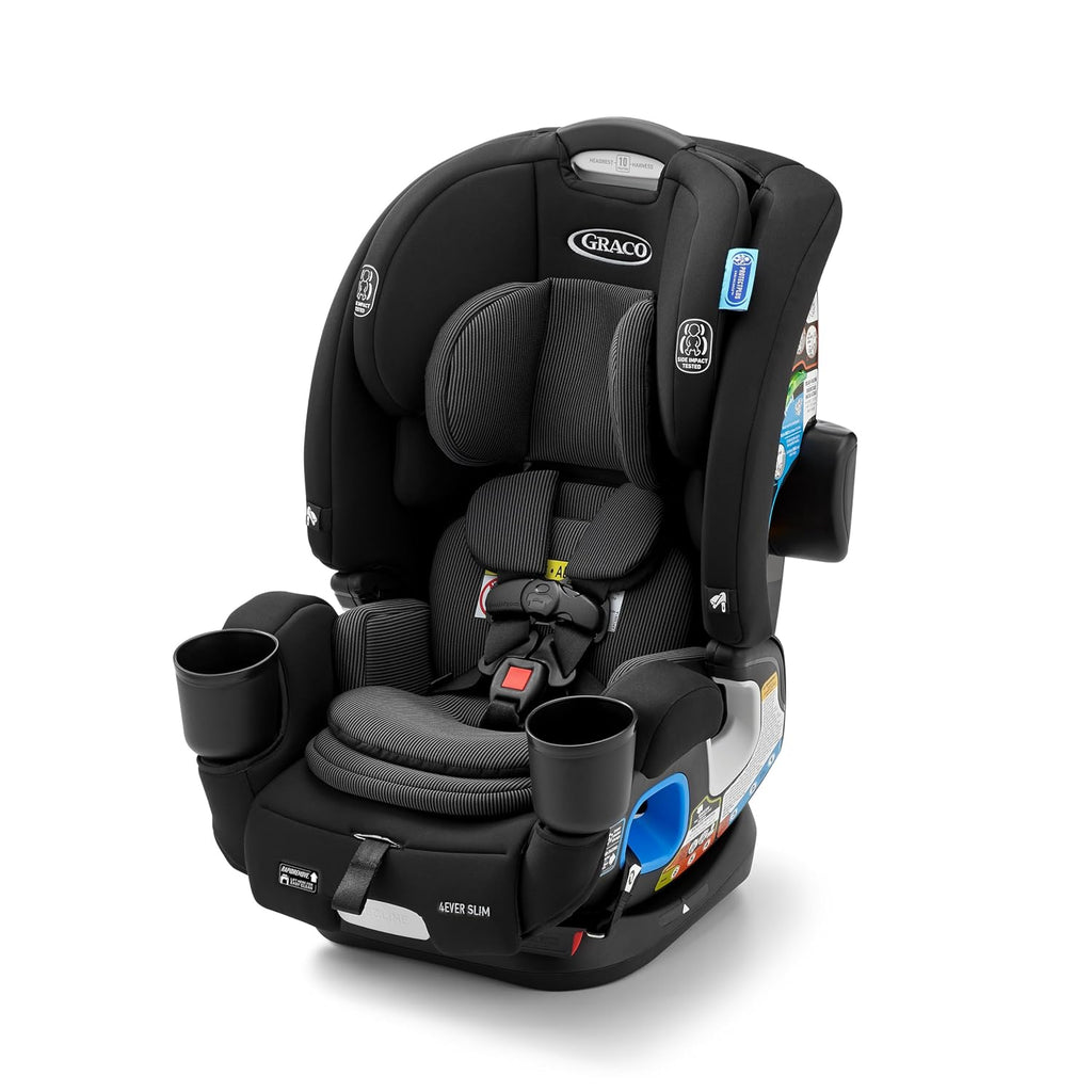 Graco® 4Ever DLX Slim 4-in-1 Infant to Toddler Car Seat, Rear Facing, Forward Facing, to High Back Booster & Backless Booster, Slim Car Seat Saves Space & Grows with Child, Thompson