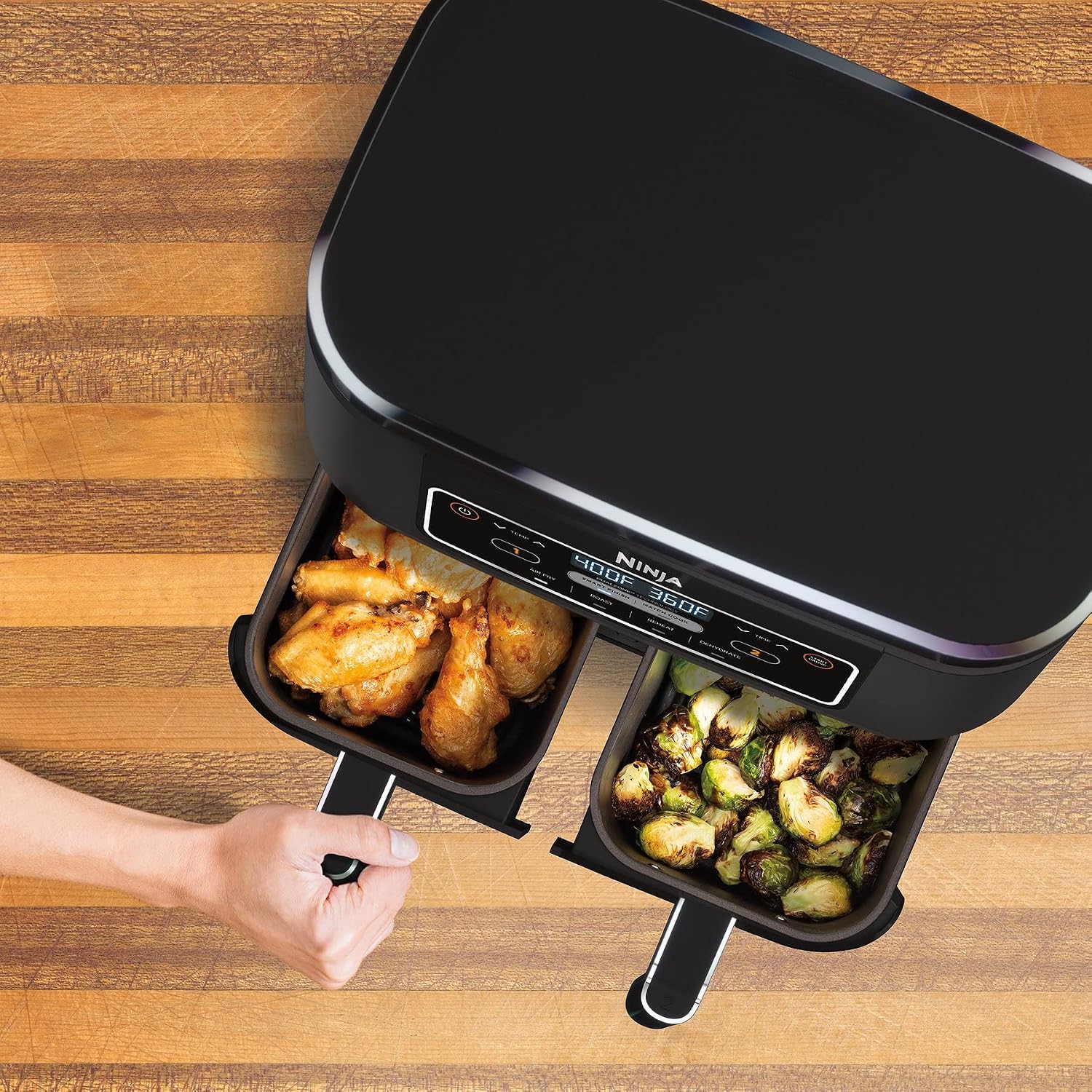 Ninja DZ100 Foodi 4-in-1, 8-qt., 2-Basket Air Fryer with DualZone Technology (Renewed), DZ100 8-qt BLACK