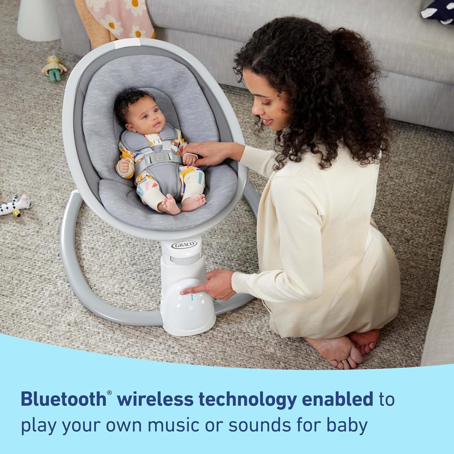 Graco Soothe 'n Sway Bluetooth 3-in-1 Baby Swing - Grows with Your Child - Multiple Soothing Settings and Bluetooth Connectivity