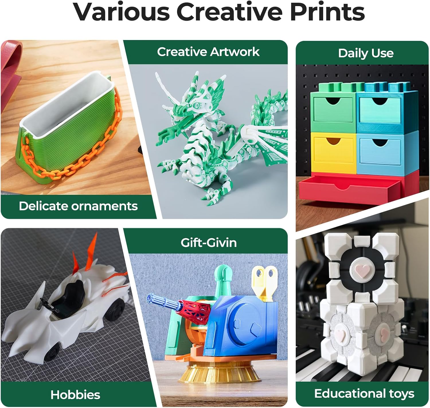 Creality Ender 3 V3 Plus 3D Printer Bundle with PLA Filament 1.75mm 2 Packs (1 Black+1 White)