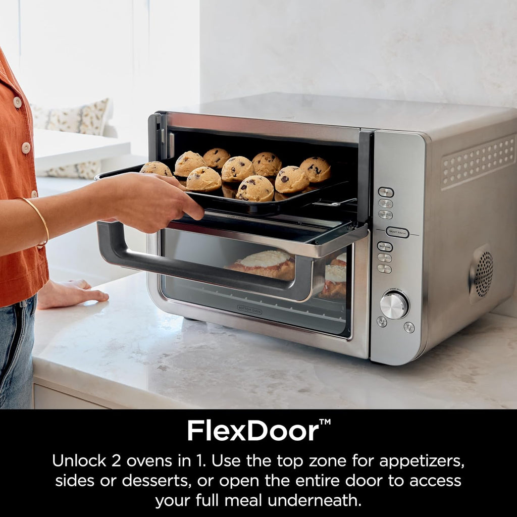 Ninja Double Stack XL Countertop Oven & Air Fryer, 12-in-1, Flexdoor, FlavorSeal, SMART FINISH with DualZone Technology, Countertop Oven, Air Fryer, Bake, Broil, Reheat, Pizza, Stainless Steel, DCT601 (Renewed)