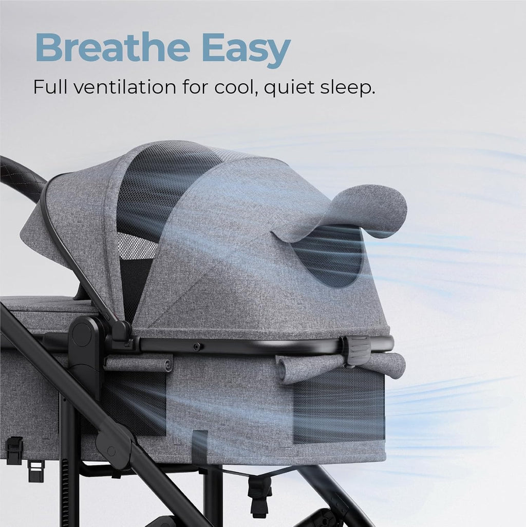 newyoo Infant Stroller with Bassinet Mode, Nestro 516M, Convertible Infant Strollers w Reversible Seat & Cup Holder, 2-in-1 Rear-Facing Pram from Newborn to Toddler, Gray