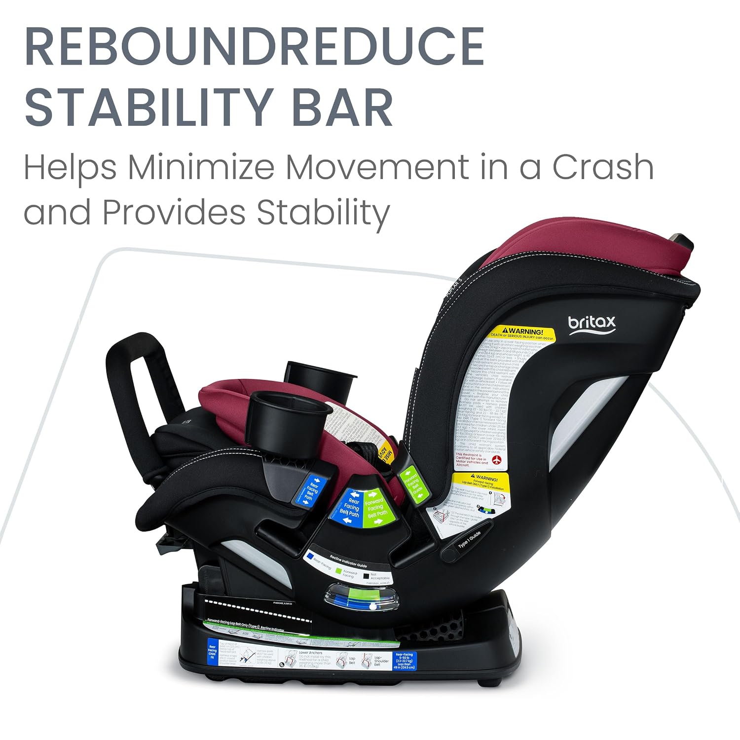 Britax Poplar S Convertible Car Seat, 2-in-1 Car Seat with Slim 17-Inch Design, ClickTight Technology, Ruby Onyx