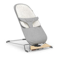 UPPAbaby Mira Bouncer/Portable 2-in-1 Bouncer + Seat Grows with Your Baby/GREENGuard® Gold, JPMA + FSC® Certified/Cozy Seat Liner + Storage Bag Included/Stella (Grey Mélange/Silver Chrome/Maple Wood)