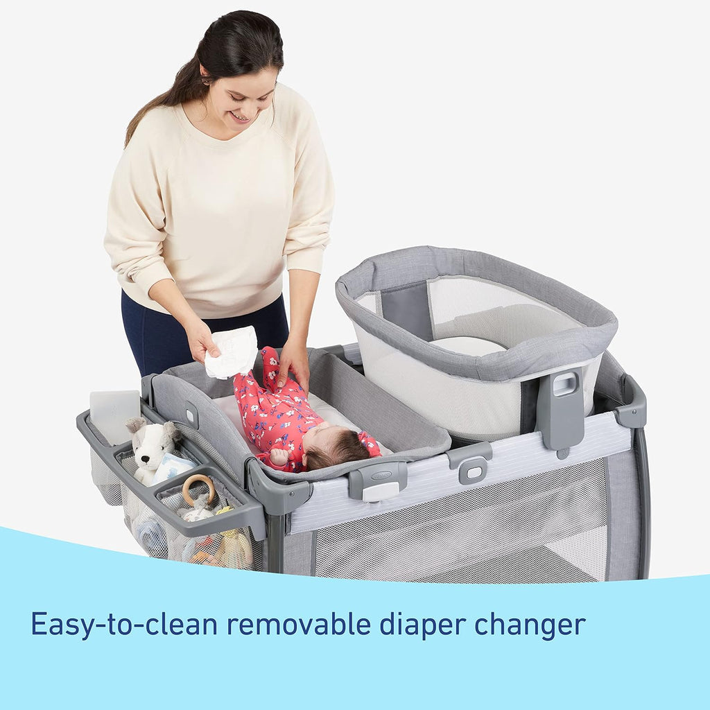 Graco® Pack 'n Play Sit 'N Grow Playard, Portable Infant Bassinet, Adjustable Seat, Built‑In Storage