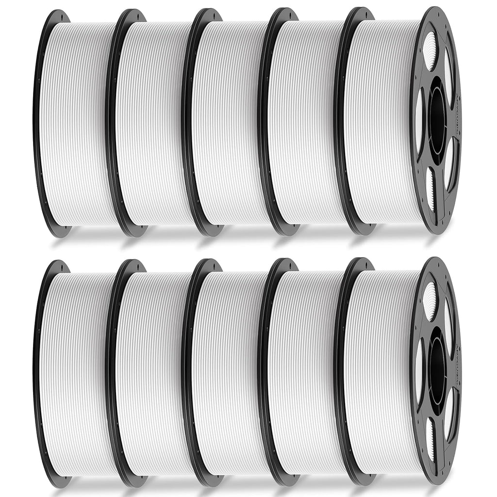 ANYCUBIC High Speed 3D Printer Filament 1.75mm Bundle, Rapid PLA Filament with High Prints Quality, Dimensional Accuracy +/- 0.02mm, 1KG Reusable Spool, 10 Pack Bright White