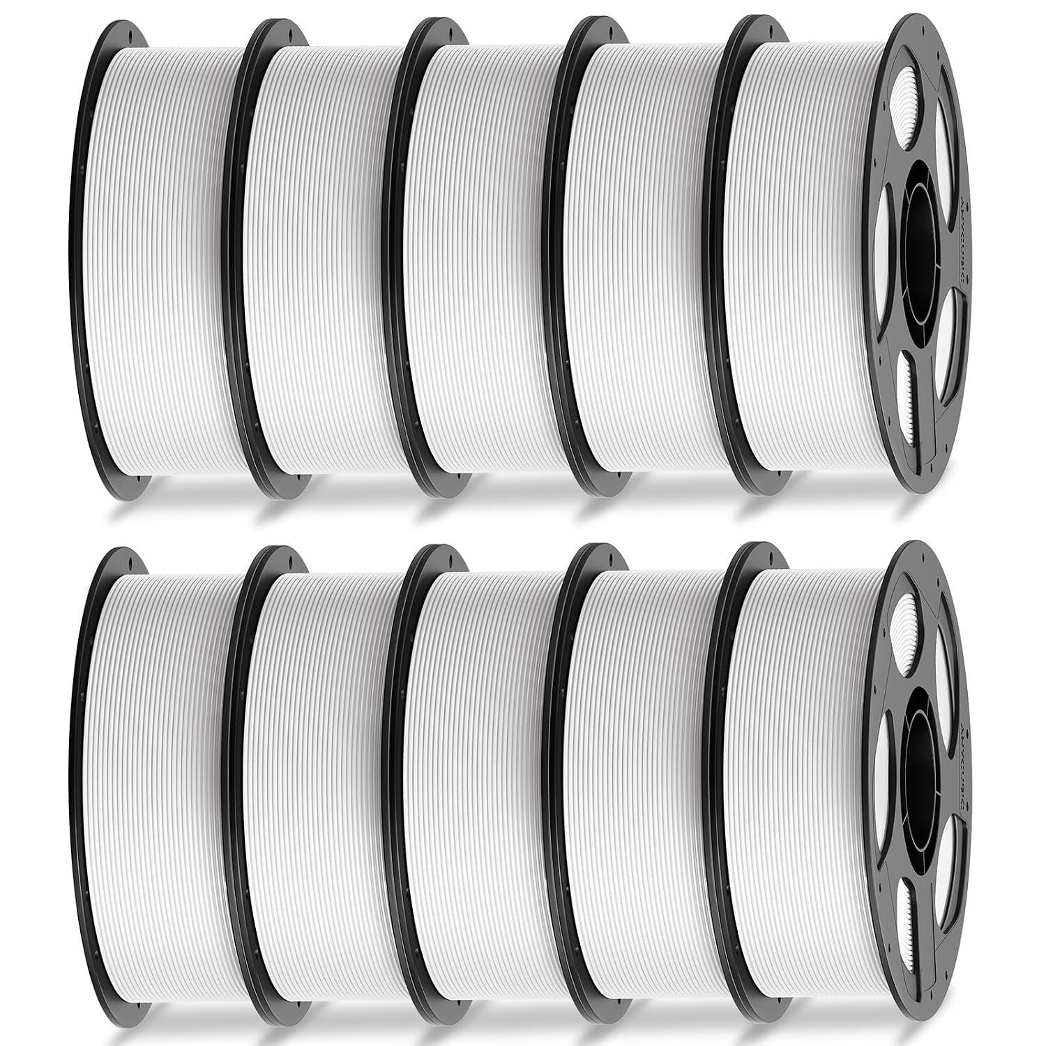 ANYCUBIC High Speed 3D Printer Filament 1.75mm Bundle, Rapid PLA Filament with High Prints Quality, Dimensional Accuracy +/- 0.02mm, 1KG Reusable Spool, 10 Pack Bright White