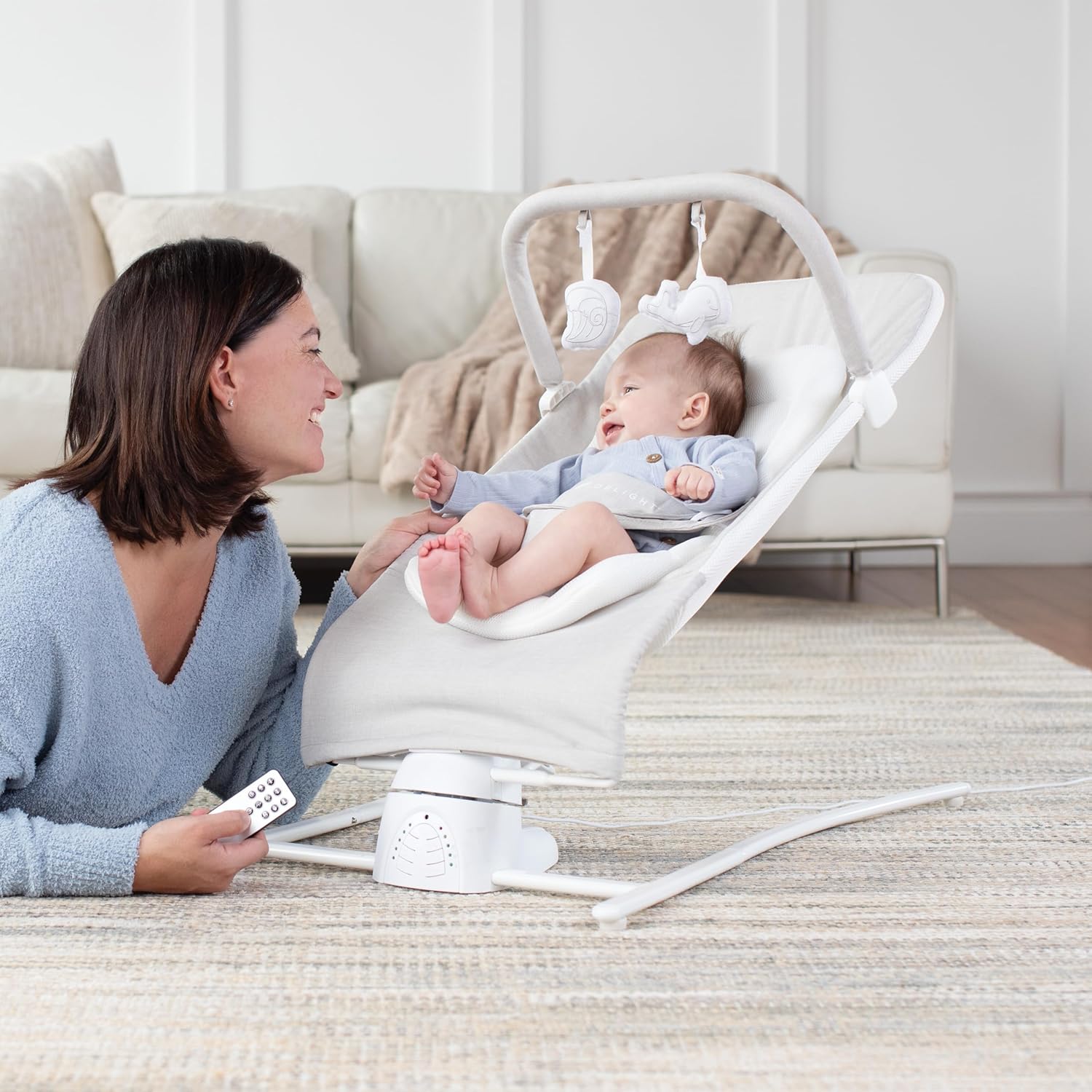 Baby Delight Alpine Wave Deluxe Infant Swing | Automated Motion Baby Lounger Seat | Infants 0 – 6 Months | Driftwood Grey