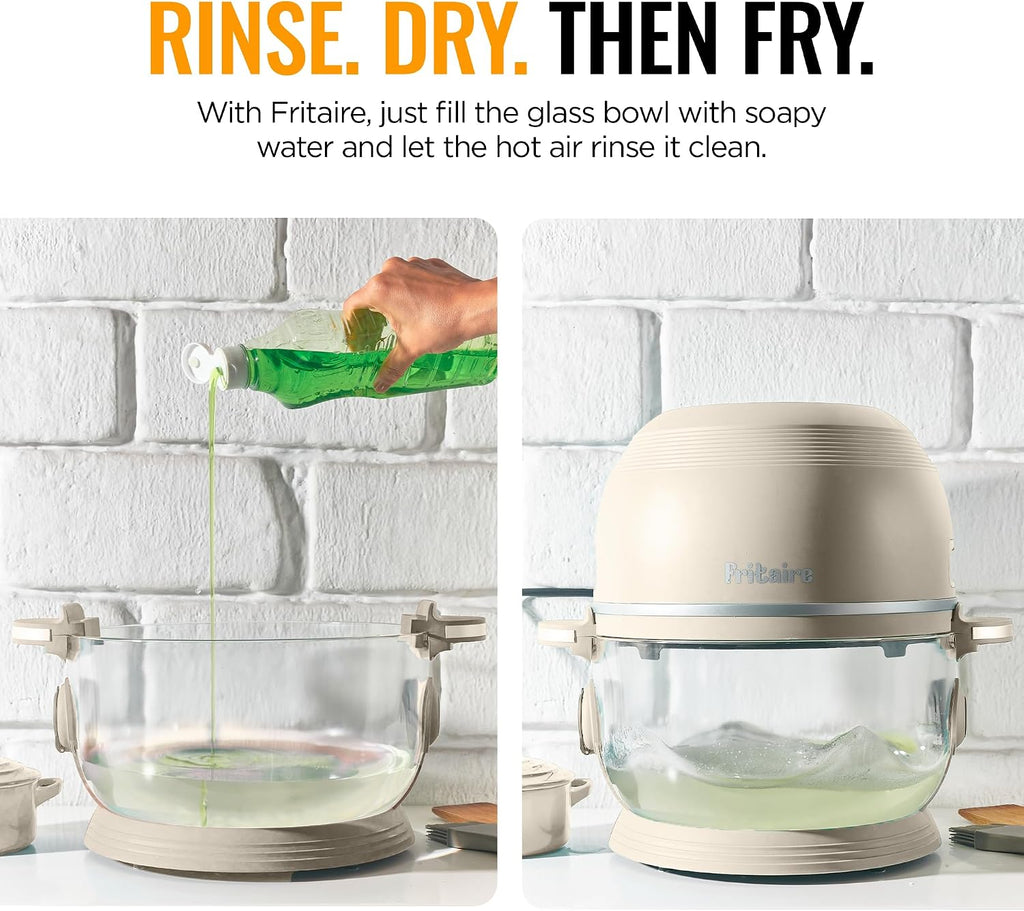 Non Toxic Air Fryer™ Pro | 9-in-1 Glass Air Fryer | Self-Cleaning | 5 Quart | Rotisserie and Tumbler | 400F Vortex For Even Cooking, BPA-Free Teflon Free, Recrisp, Roast, Bake, White