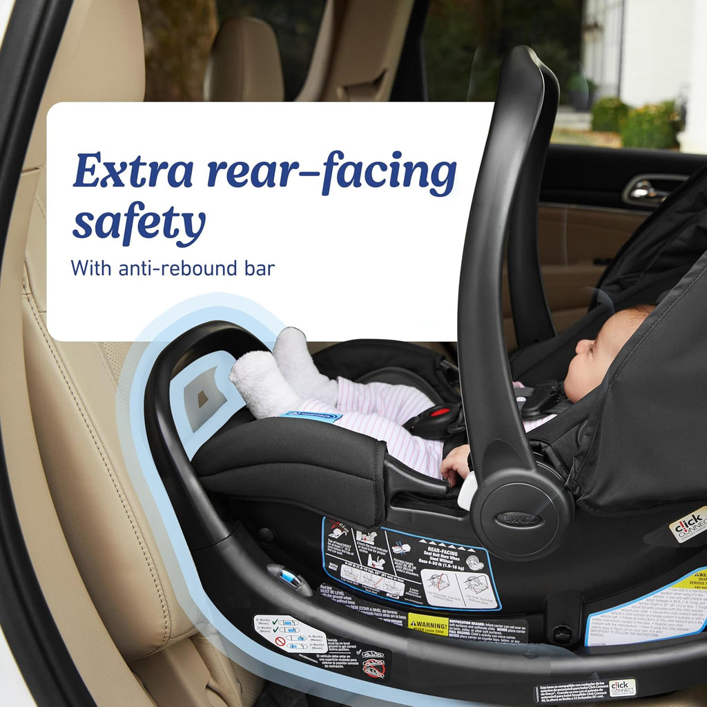 Graco® SnugRide SnugFit Infant Car Seat, Baby Car Seat with Anti Rebound Bar for Extra Safety, No-Rethread Harness, LATCH Equipped Carseat, Baby Essentials, Gift for New Parents, Gotham