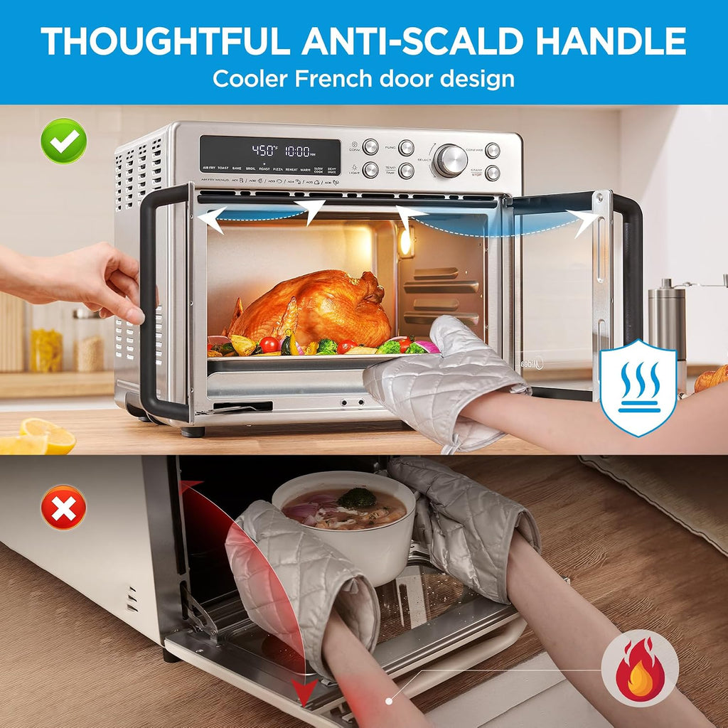 Midea Flexify Classic French Door Toaster Oven Air Fryer Combo, 10-in-1 Large Capacity 26.4 QT Countertop Oven, 25% Faster Cooking and 90% Less Oil, Stainless Steel