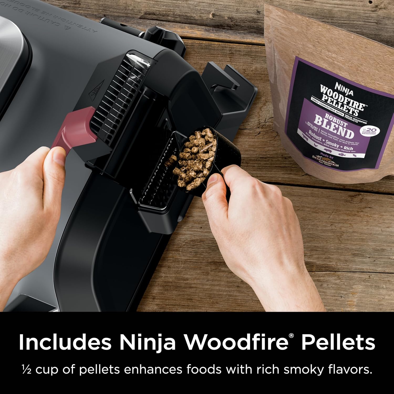 Ninja Woodfire Outdoor Grill & Smoker, 6-in-1 Functionality, Grill, Smoke, Bake, Roast, Air Fry, Broil, Authentic Woodfire Flavors, Electric Heat, OG321