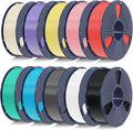 SUNLU 10KG High Speed PLA Meta Filament Bundle, PLA 3D Printer Filament Multicolor 1.75mm, 10kg Total, 1kg per Spool, Black+White+Grey+Blue+Green+Red+Yellow+Pink+Purple+Cream White
