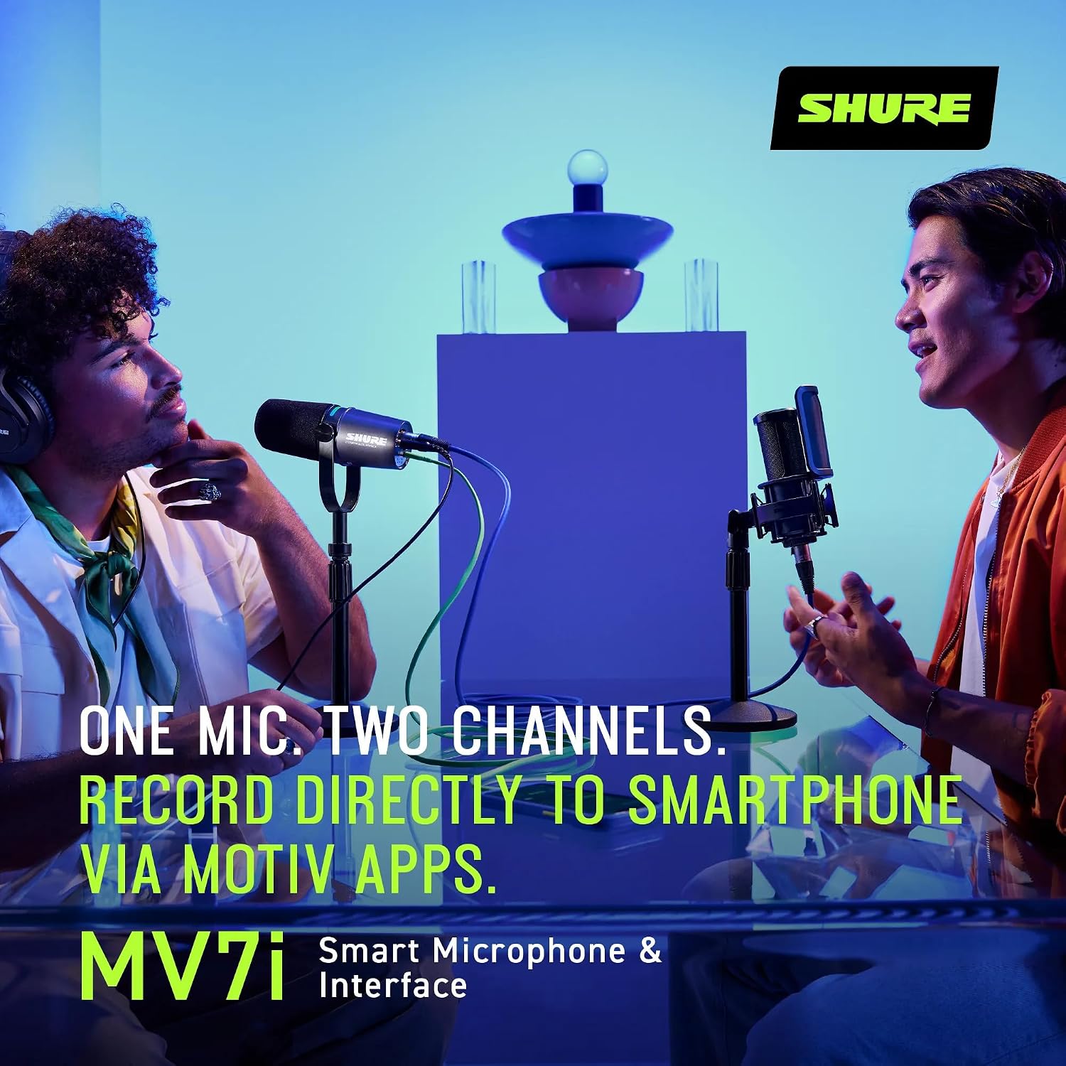 Shure MV7i Smart Microphone – USB-C & XLR Mic for Podcasting, Music & Streaming with Built-in Audio Interface, Auto Level Mode, Advanced DSP, All-Metal Design, Black