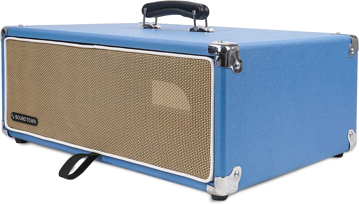 Sound Town Vintage 3U Amp Rack Case, 12.5' Depth with Rubber Feet, Dust Cover, Kickstand, Beau Blue (STVRC-3BL)