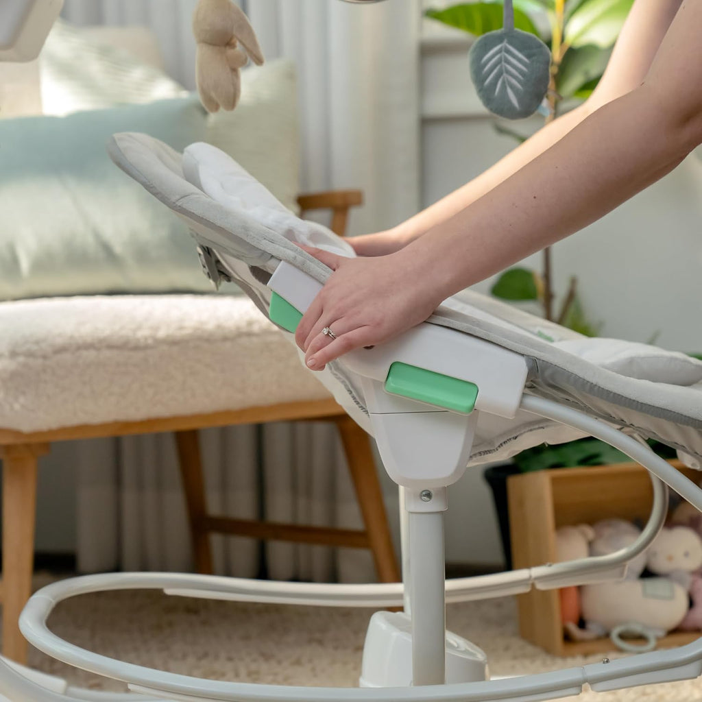 Ingenuity InLighten 2-in-1 Soothing Baby Swing & Rocker - Vibrating Swivel Infant Seat, Soothing Sounds, Lights - Remy