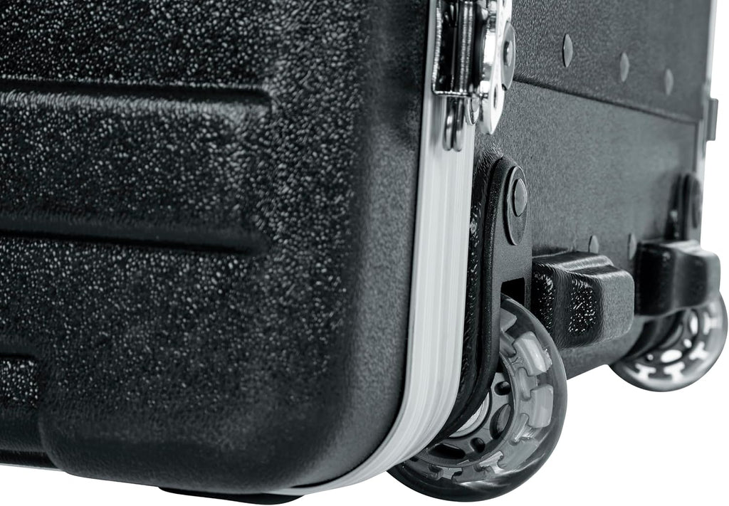 Gator Cases Lightweight Molded 10U Rack Case with Built-in Power Supply, Heavy Duty Latches, Retractable Tow Handle, and Recessed Wheels, 19.25' depth (GRR-10PL-US)