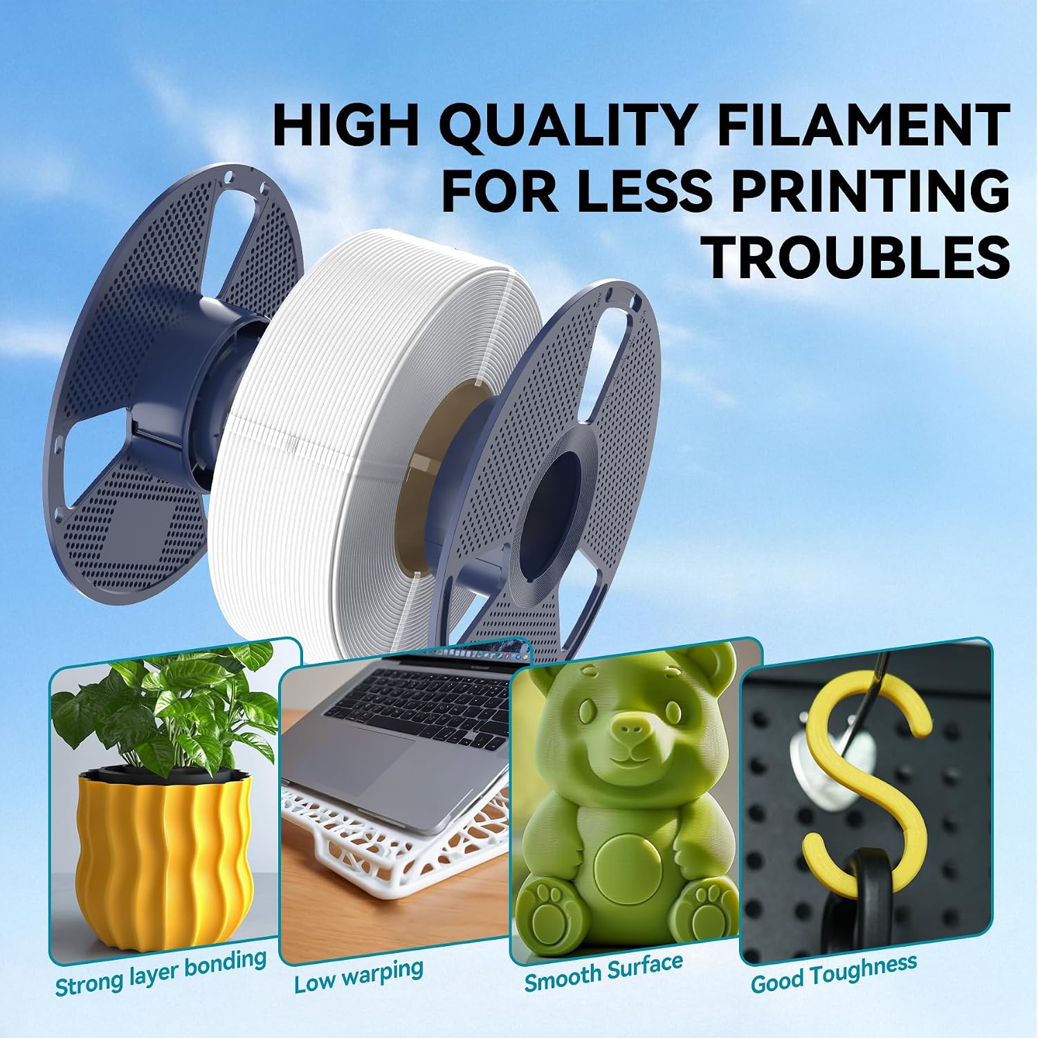 SUNLU 3D Printer Filament 10kg Bundle, Neatly Wound PLA Filament 1.75mm ±0.02mm, Individually Vacuum-Sealed,1kg per Spool, 10 Pack, (5 spools of Black and 5 spools of White)