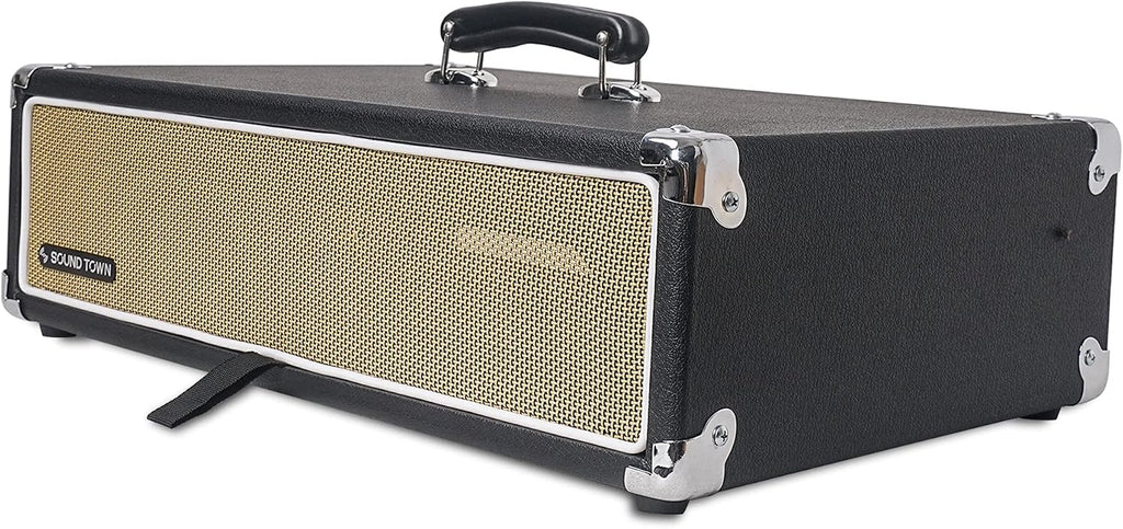 Sound Town Vintage 2U Amp Rack Case, 12.5' Depth with Rubber Feet, Dust Cover, Kickstand, Black (STVRC-2BK)