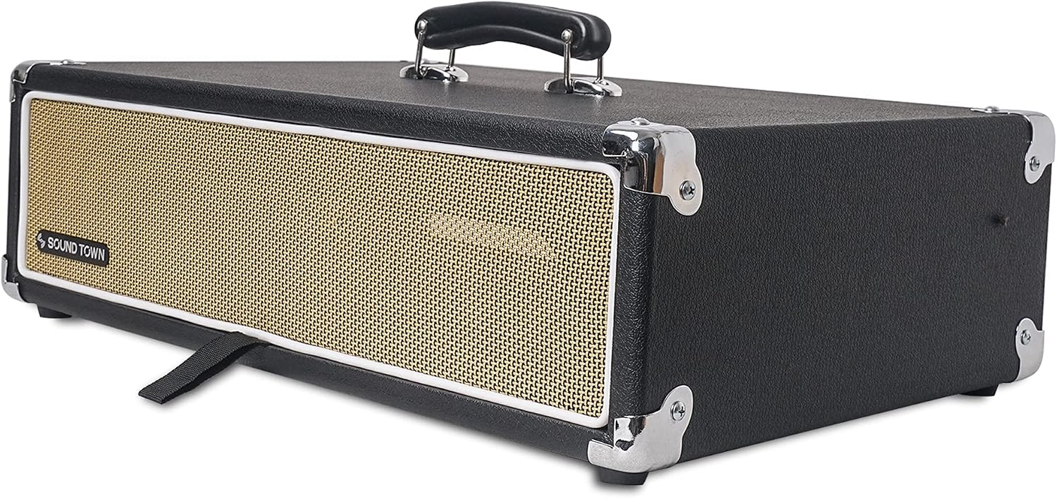 Sound Town Vintage 2U Amp Rack Case, 12.5' Depth with Rubber Feet, Dust Cover, Kickstand, Black (STVRC-2BK)