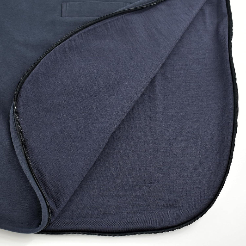 Woolino 4 Season Ultimate Baby Sleep Sack – Merino Wool Baby Sleeping Bag, Organic Cotton Outer, Temperature Regulating Wearable Blanket, All Season, 2 Months–2 Years - Indigo