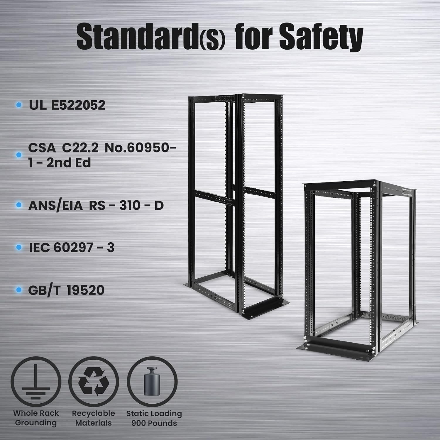 Server Rack 4 Post Open Rack Frame Rack Enclosure 19 Inch Adjustable Depth Aluminum (27U,56Inch Height)