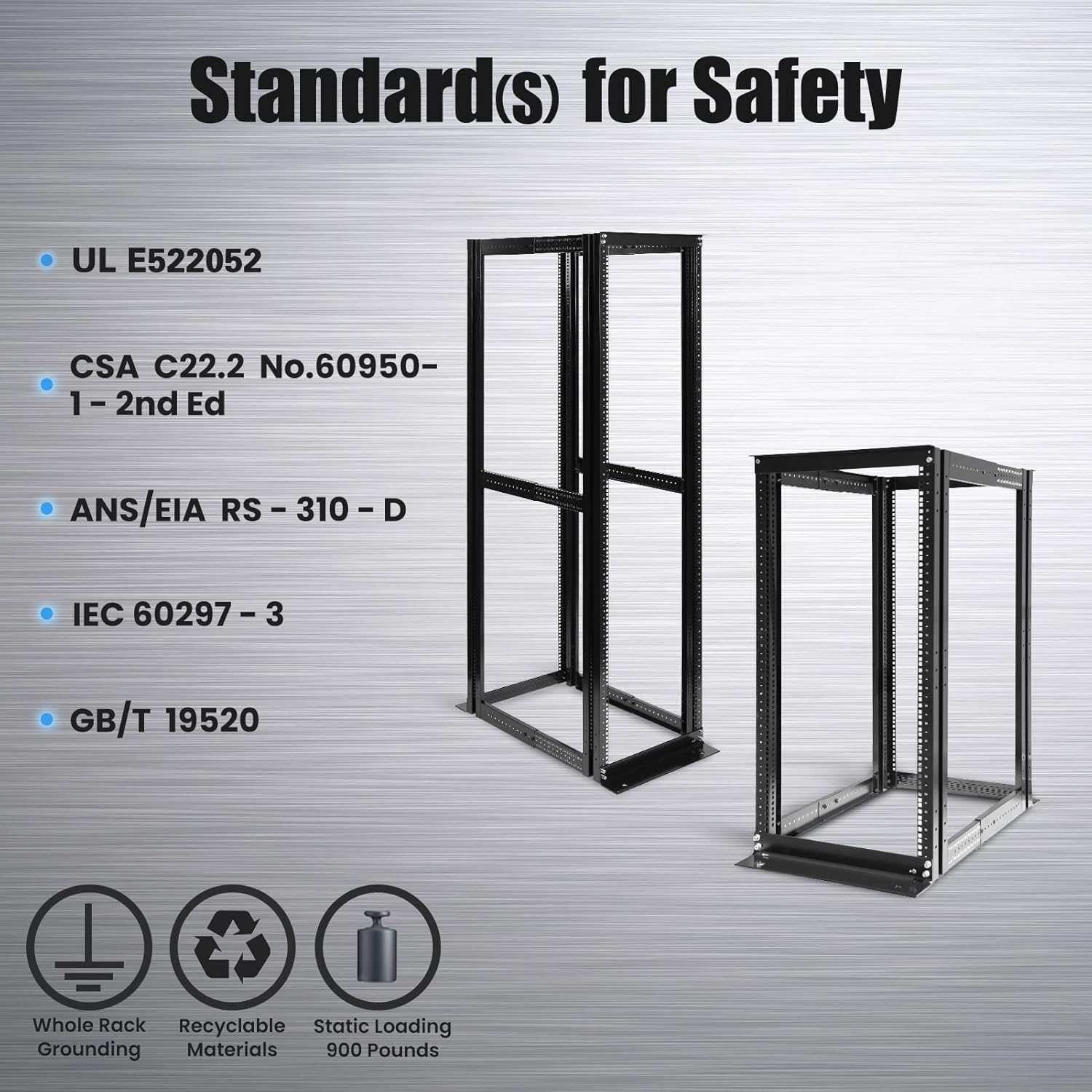 Raising ELECTRONIS 42U 4 Post Open Rack Frame Rack Enclosure 19 Inch Adjustable Depth Aluminum
