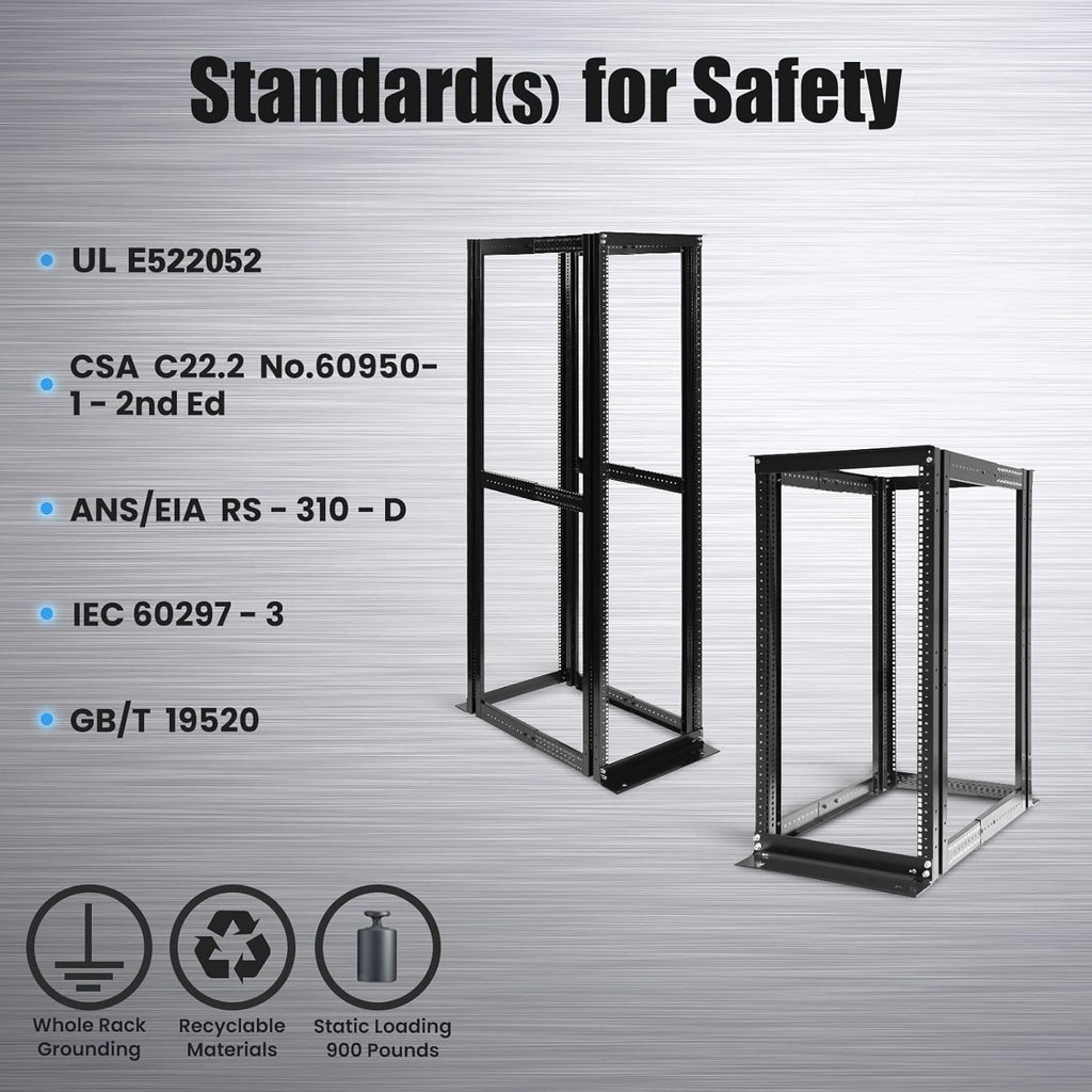 Server Rack 4 Post Open Rack Frame Rack Enclosure 19 Inch Adjustable Depth Aluminum (42U,82Inch Height)