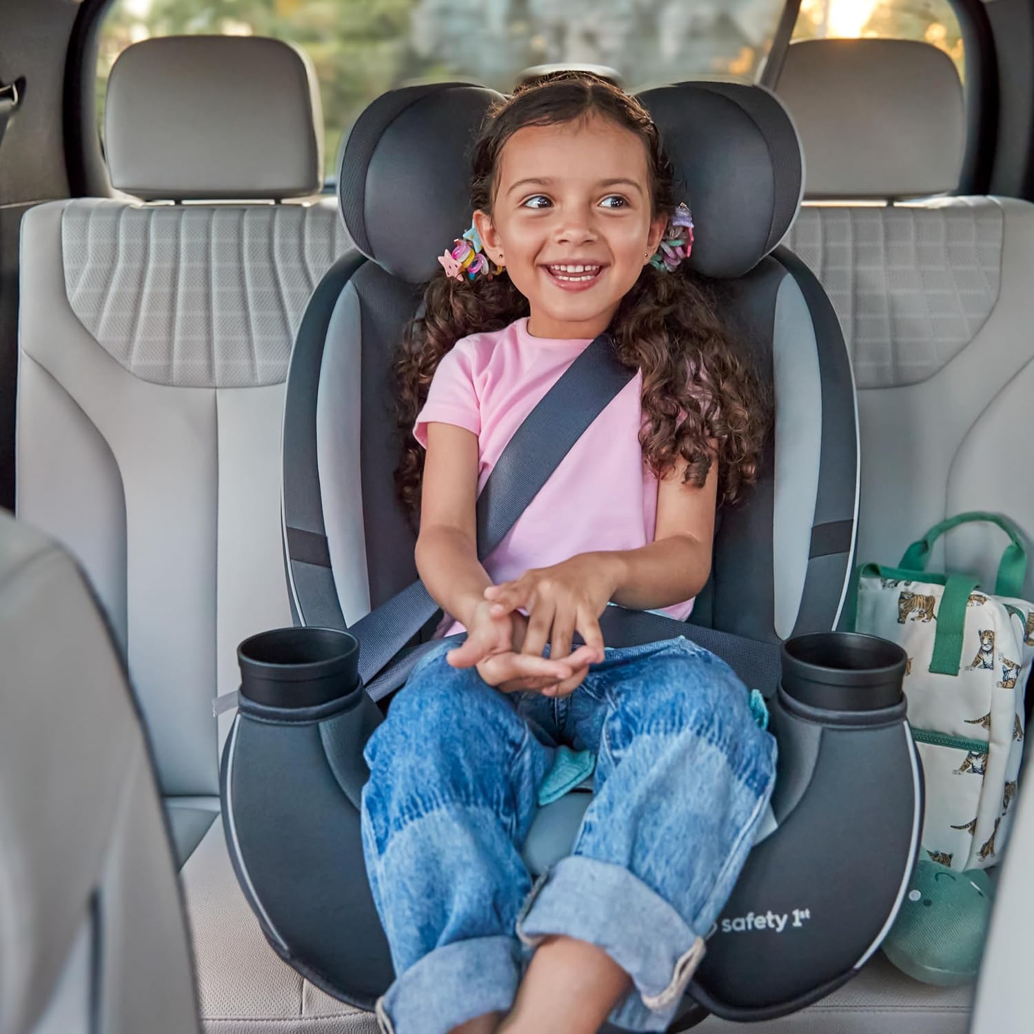 Safety 1st Grow and Go All-in-One Slim Convertible Car Seat, Rear Facing, 5-40 lbs, Forward Facing (30–65 lbs), High Back Booster Seat 40-100 pounds, Black Phantom