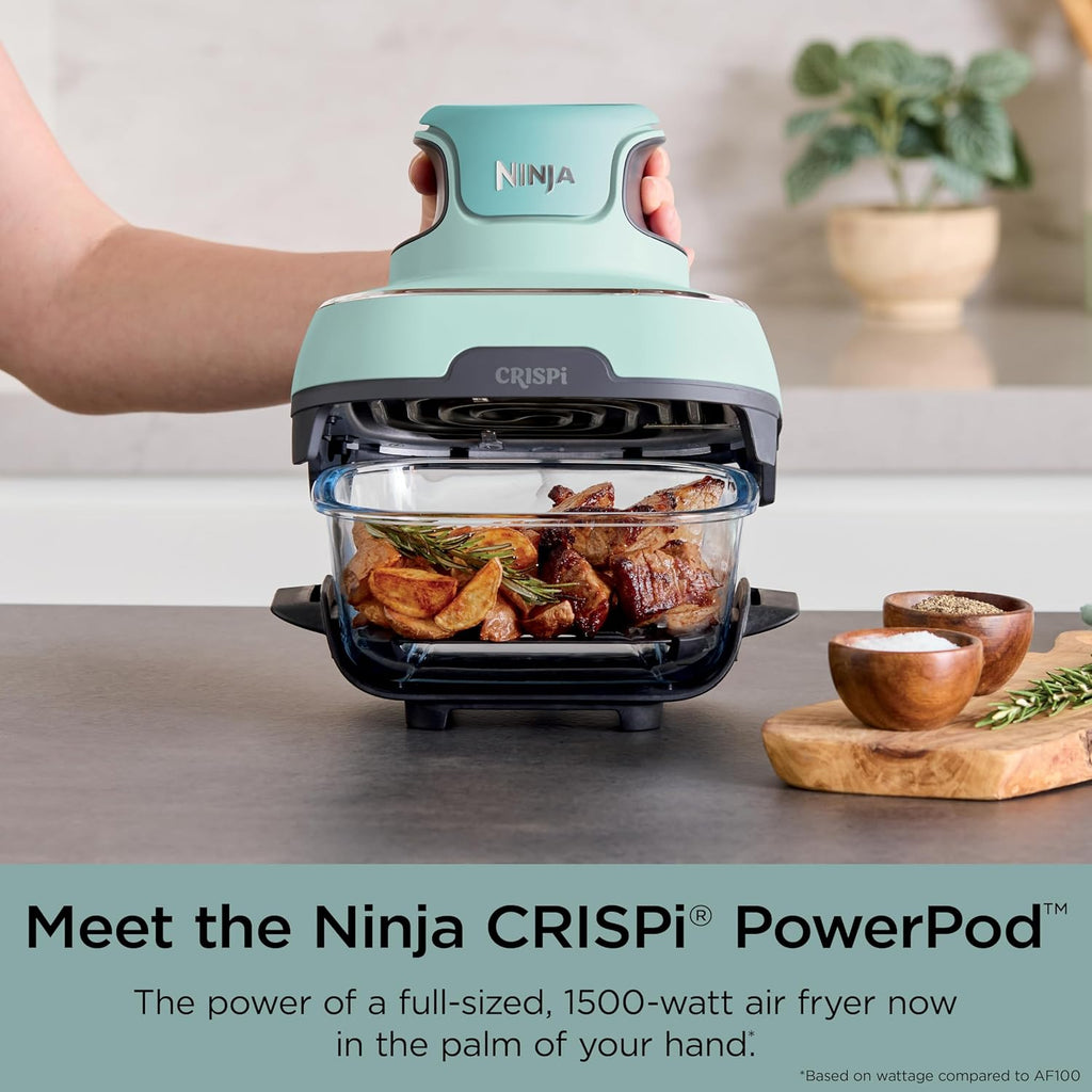 Ninja Crispi 4-in-1 Glass Air Fryer | 450°F | Non-Toxic | 4QT & 6-Cup Glass Containers w/Lids | Microwave, Freezer, Dishwasher Safe | Max Crisp, Air Fry, Bake, Recrisp | Mint | FN101MT