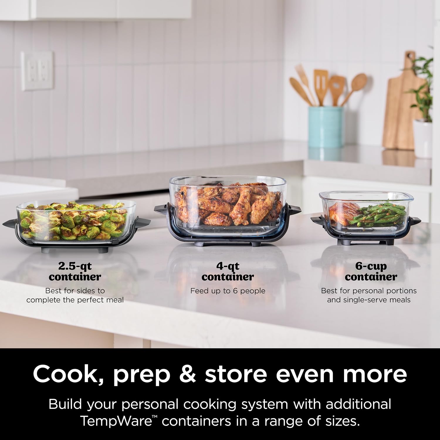 Ninja Air Fryer, 4QT Crispi System + 3 Containers with Storage Lids, Air Fryer, Microwave, Freezer & Dishwasher Safe, Non Toxic Portable Cooking System, Compatible with Ninja FN100 Crispi Series