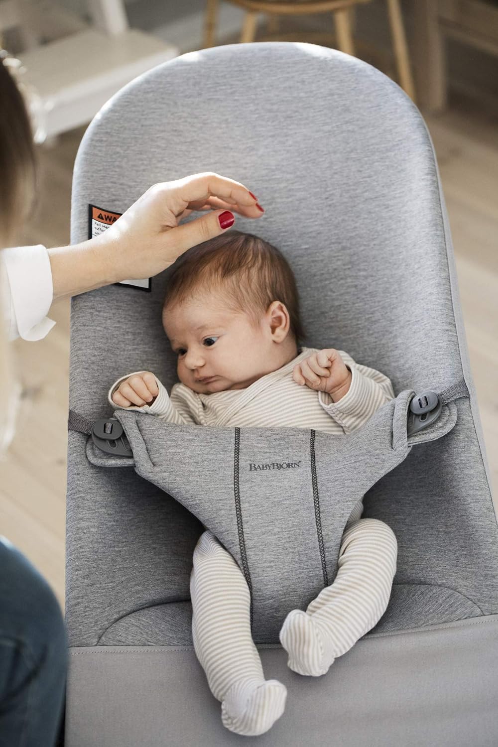 BabyBjörn Bouncer Bliss, Light Gray, 3D Jersey | 2-in-1 Adjustable Baby Bouncer Seat and Toddler Chair, Newborn to Toddler (8-29 lbs), 4 Positions, Lightweight & Portable