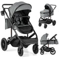 BABY JOY 2 in 1 Convertible Baby Stroller, High Landscape with Bassinet Mode, Reversible Seat, Adjustable Canopy, Cup Holder, Diaper Bag, Foldable Infant Newborn Pram Stroller for 0-36 Months (Gray)