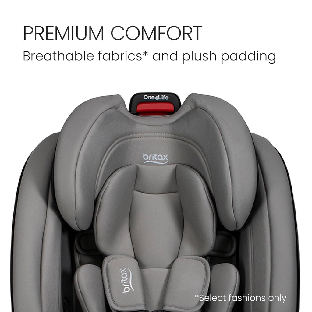 Britax One4Life All-in-One Car Seat, Up to 10 Years of Use, Rear Facing, Forward Facing, & Booster Modes, Extended Rear-Facing, ClickTight Installation & Breathable SafeWash Fabrics — Mineral Gray