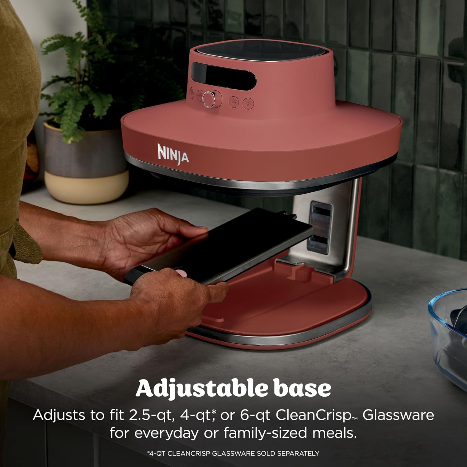 Ninja Crispi Pro 6-in-1 Glass Air Fryer | 450°F, Nontoxic, 6qt & 2.5qt Containers & Lids | Microwave, Freezer, Dishwasher Safe | Max Crisp, Air Fry, Bake, Roast, Recrisp, Dehydrate | Amber, AS101OR