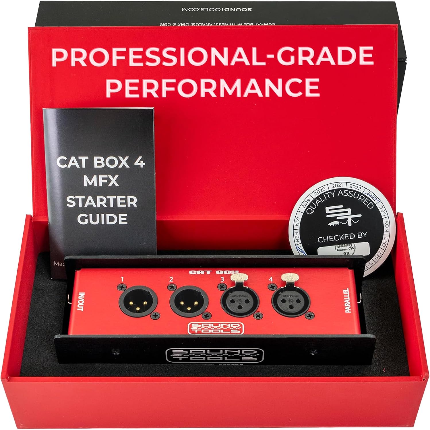 Sound Tools CAT Box MFX – 2 Male & 2 Female with Passive Analog Audio for etherCON Daisy Chain – 4 Channel XLR Over CAT5e Stage Box – DMX, COM, AES & 3-pin XLR Compatible – Rugged Aluminum Housing