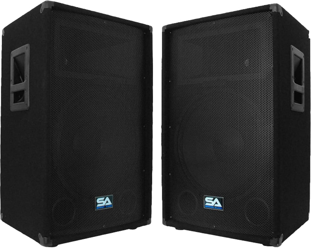 SA-15T - Pair of 15 Inch PA/DJ/Band Speaker Cabinets with Titanium Horns Pro Audio 700 Watts RMS