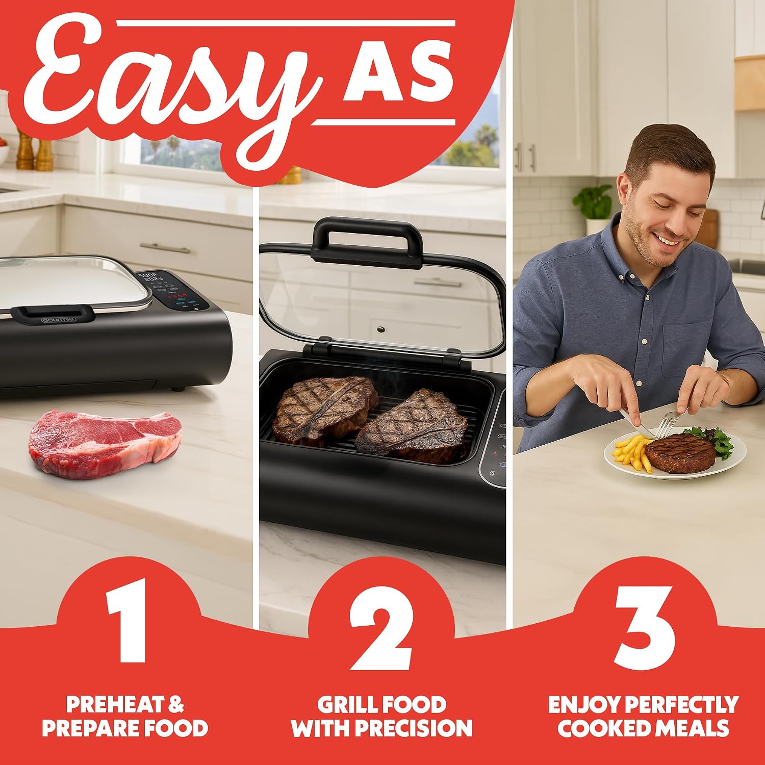 Gourmia Smokeless Indoor Grill & Air Fryer raclette grill with Smoke Extracting Technology for indoor grill Extra-Large Nonstick Cooking electric grill indoor Korean BBQ Style 6 Quart FoodStation™