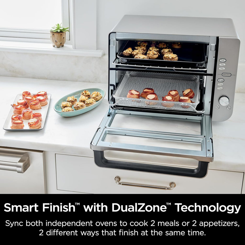 Ninja Double Stack XL Countertop Oven & Air Fryer, 12-in-1, Flexdoor, FlavorSeal, SMART FINISH with DualZone Technology, Countertop Oven, Air Fryer, Bake, Broil, Reheat, Pizza, Stainless Steel, DCT601 (Renewed)