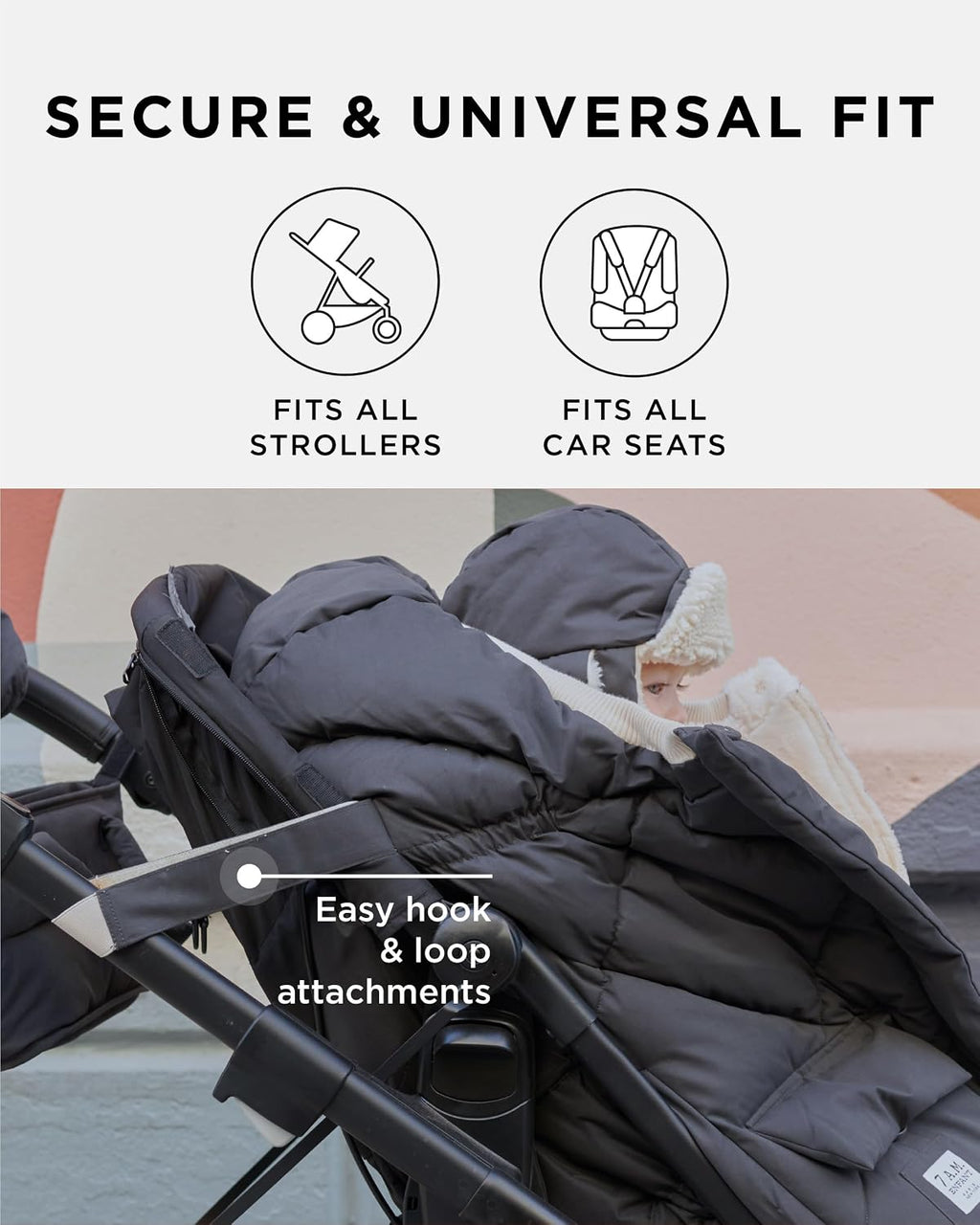 7AM Enfant Stroller Blanket 212 - Adjustable Baby Car Seat Zipped Blanket for Babies Winter, Unisex Multi Purpose Fleece Lined Warm Hooded Toddler Footmuff Water Repellent | (6M - 4T)