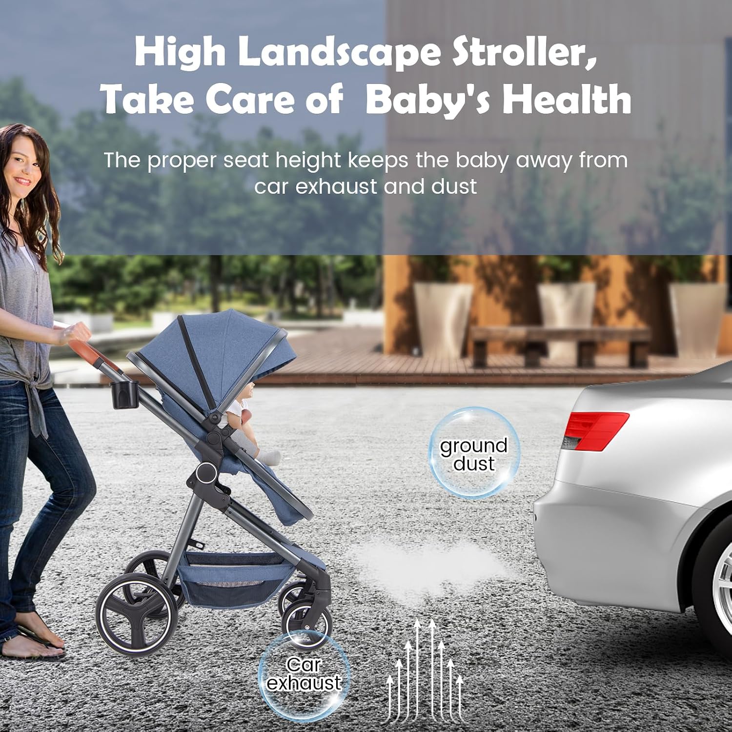 INFANS 2 in 1 Baby Stroller, Newborn Convertible Stroller Bassinet for Infant, Foldable High Landscape Shock Absorption with Reversible Seat, Aluminum Structure for Toddler Pushchair 0-36 Month