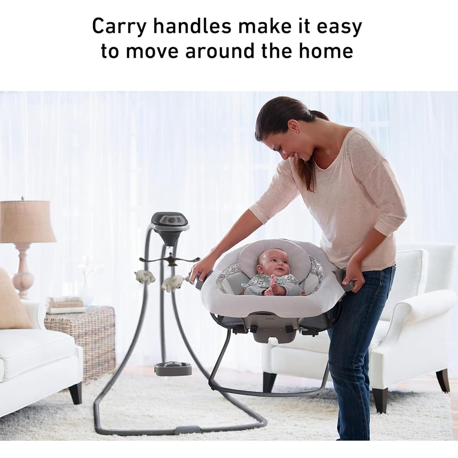 Graco DuetConnect LX Portable Baby Swing and Bouncer, Multi-Direction Baby Bouncer Seat, Multiple Swing Speeds, Great Gift for New Parents, Redmond