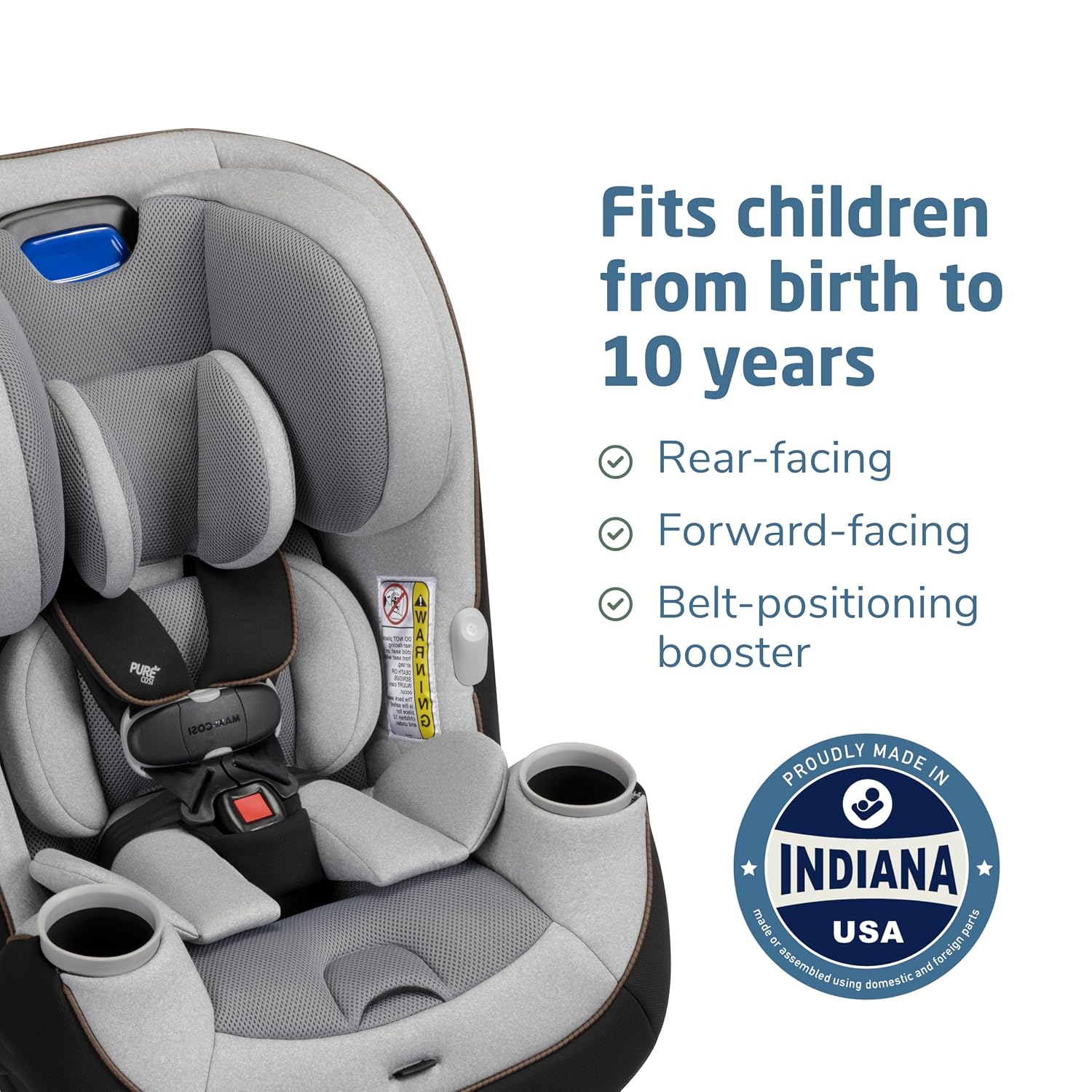 Maxi-Cosi Pria Chill All-in-One Convertible Car Seat, VentMax Fan Technology, QuikFit Harness, ReclineFit, Dishwasher-Safe Cup Holders, Newborn to 10 Years